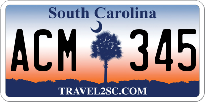 SC license plate ACM345
