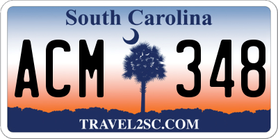 SC license plate ACM348