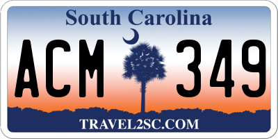 SC license plate ACM349