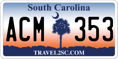 SC license plate ACM353