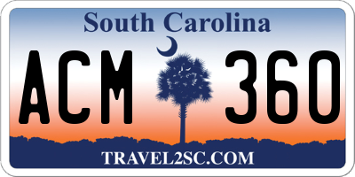 SC license plate ACM360