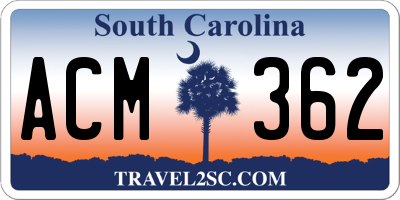 SC license plate ACM362