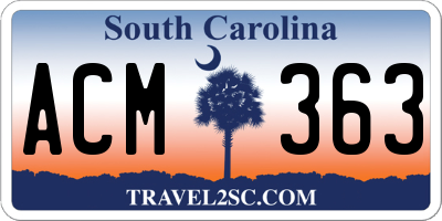 SC license plate ACM363