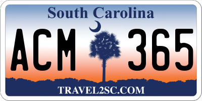 SC license plate ACM365