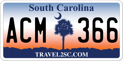 SC license plate ACM366
