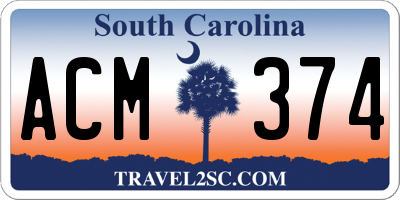 SC license plate ACM374