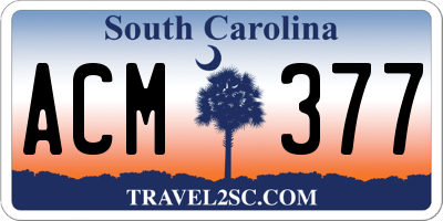 SC license plate ACM377