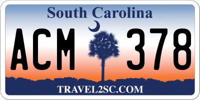 SC license plate ACM378