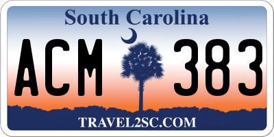 SC license plate ACM383