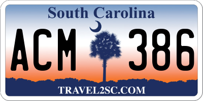 SC license plate ACM386