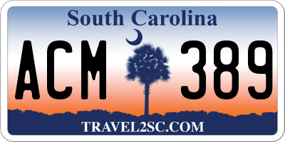 SC license plate ACM389