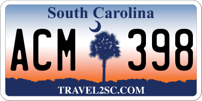 SC license plate ACM398