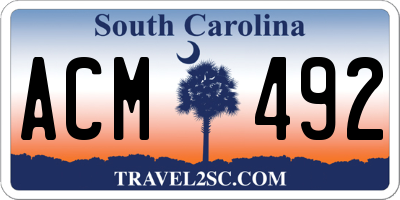SC license plate ACM492