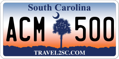 SC license plate ACM500