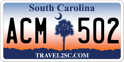 SC license plate ACM502