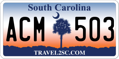 SC license plate ACM503