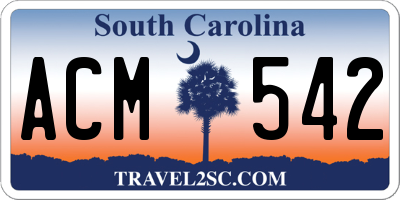 SC license plate ACM542