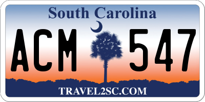 SC license plate ACM547