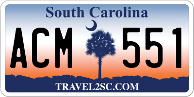 SC license plate ACM551