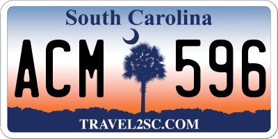 SC license plate ACM596