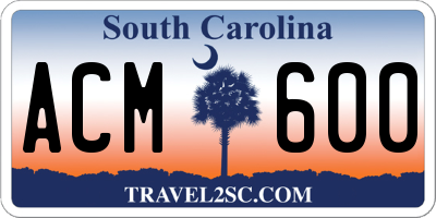 SC license plate ACM600