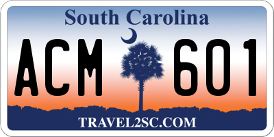 SC license plate ACM601