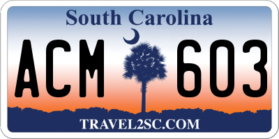 SC license plate ACM603