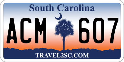 SC license plate ACM607