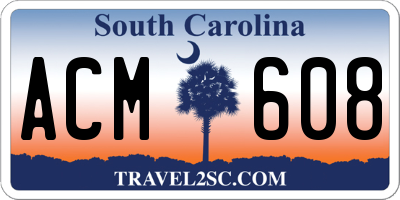 SC license plate ACM608