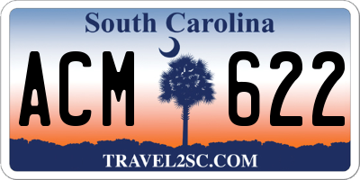 SC license plate ACM622