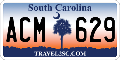 SC license plate ACM629