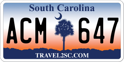 SC license plate ACM647