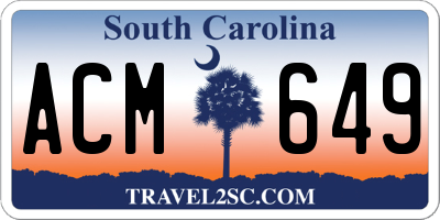 SC license plate ACM649