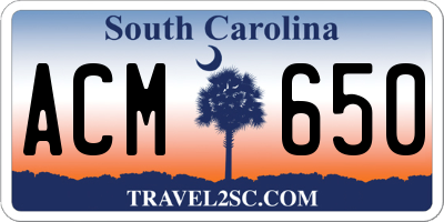 SC license plate ACM650