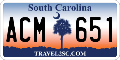 SC license plate ACM651