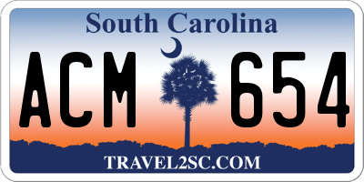 SC license plate ACM654