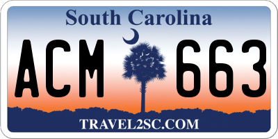 SC license plate ACM663