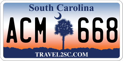SC license plate ACM668