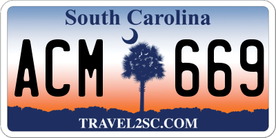 SC license plate ACM669