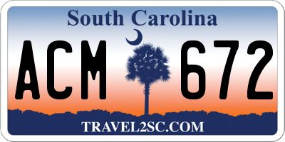 SC license plate ACM672