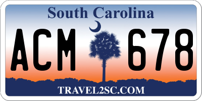 SC license plate ACM678