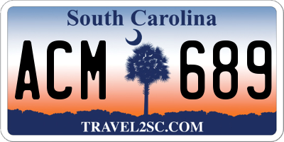 SC license plate ACM689