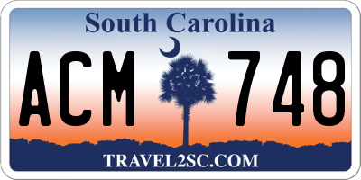 SC license plate ACM748