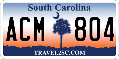SC license plate ACM804