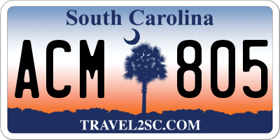 SC license plate ACM805