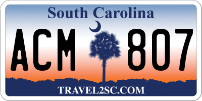 SC license plate ACM807