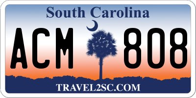 SC license plate ACM808