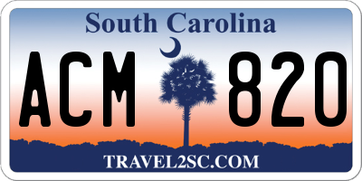 SC license plate ACM820