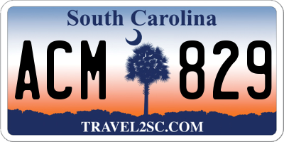 SC license plate ACM829