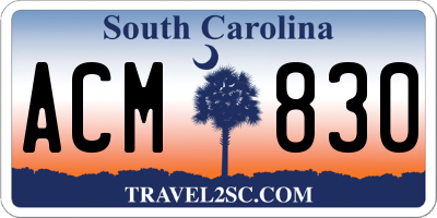 SC license plate ACM830